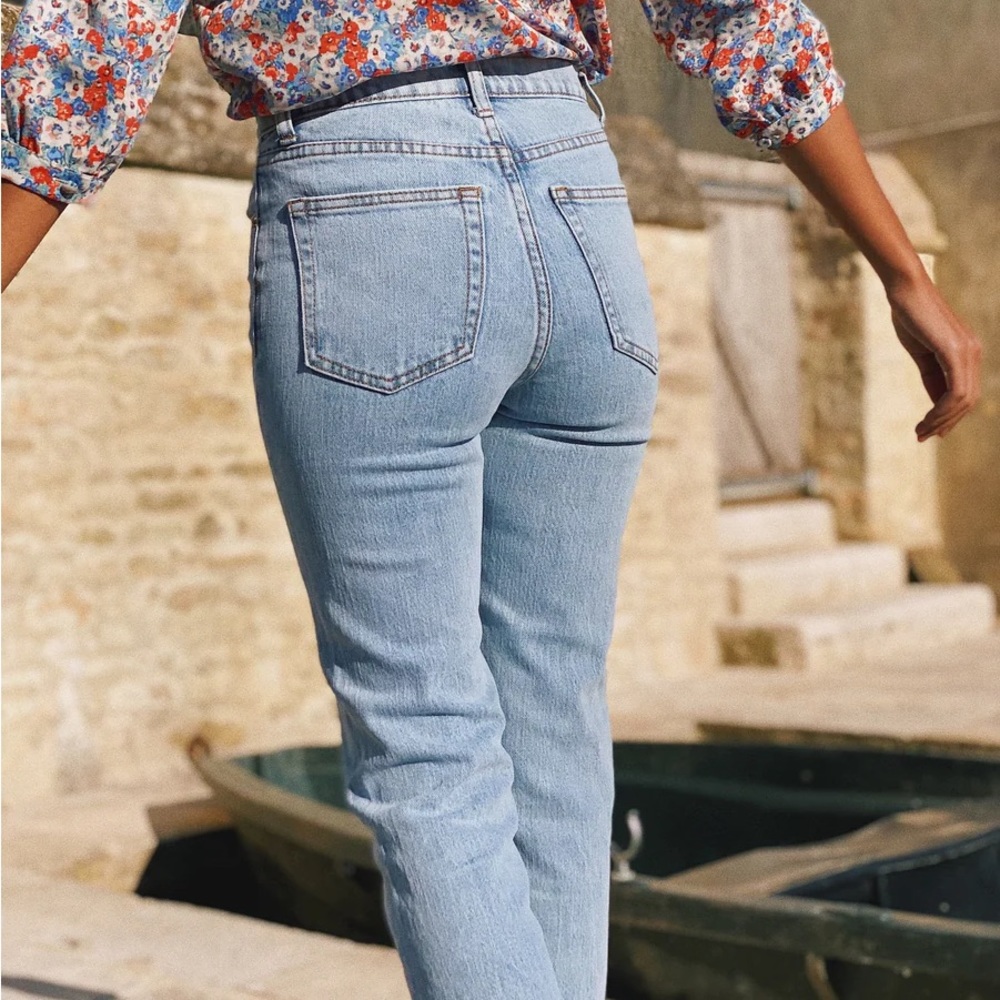 High Rise Straight Leg Jeans Light Wash Vintage Style Denim NWT 6 - Picture 4 of 11